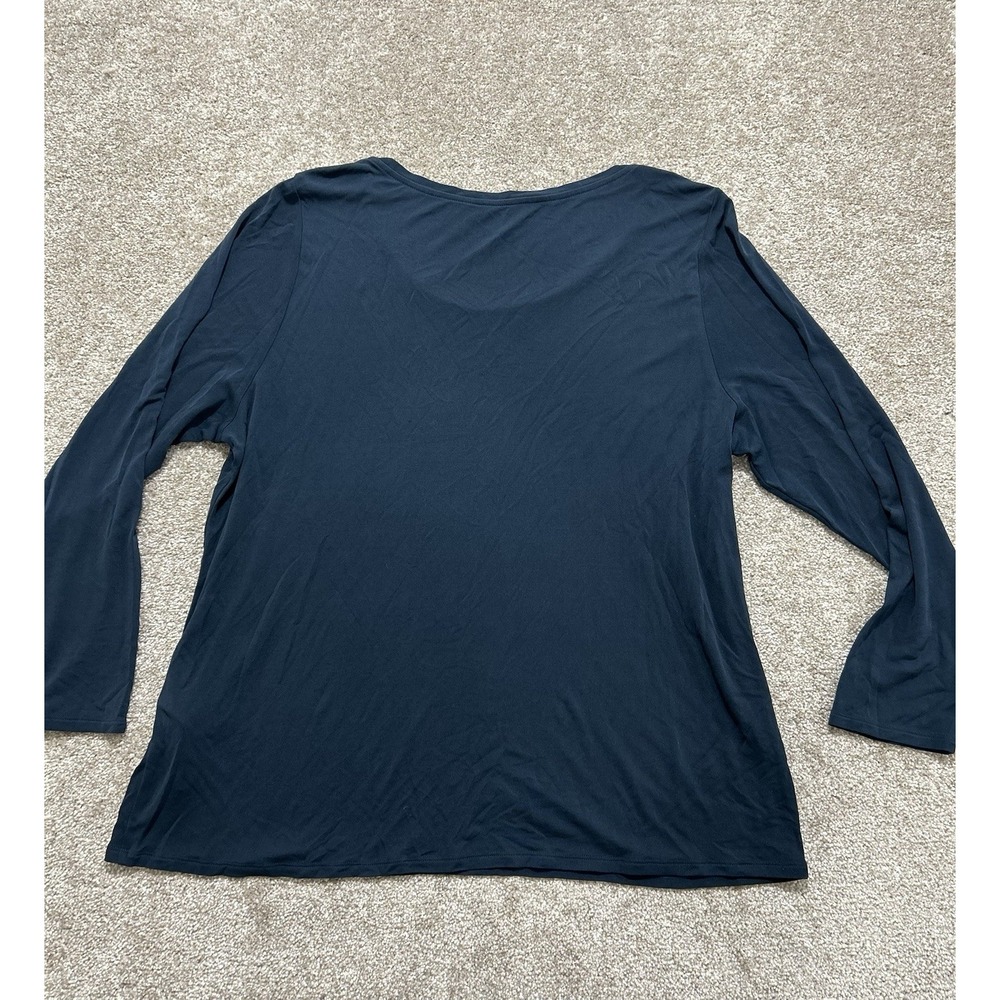 Eileen Fisher Women's 1X Stretch Silk Jersey Top Navy Ink Tone Minimalist - Picture 6 of 6